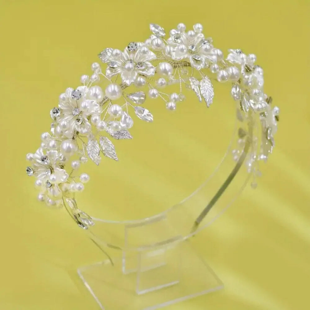 1Pcs Boho Style Handmade Faux Pearl Headwear Flower Shaped Hair Accessories