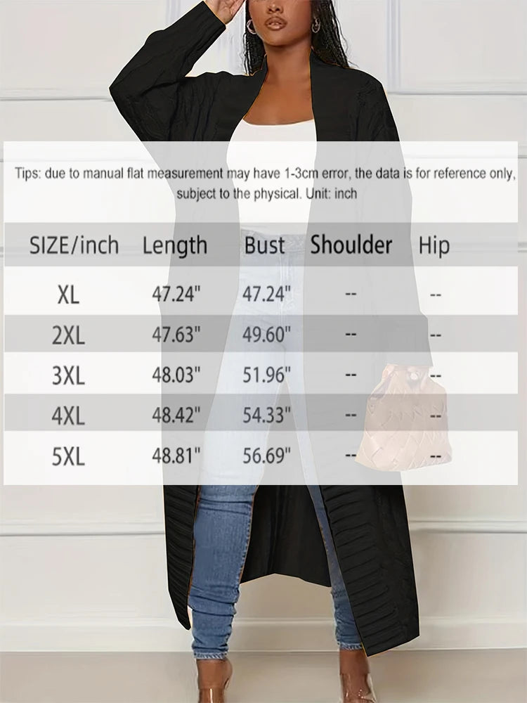 Autumn and Winter Fashion Women's Long Cardigan Sleeve Pocket Solid Colour Relaxed Sweater Acrylic Material