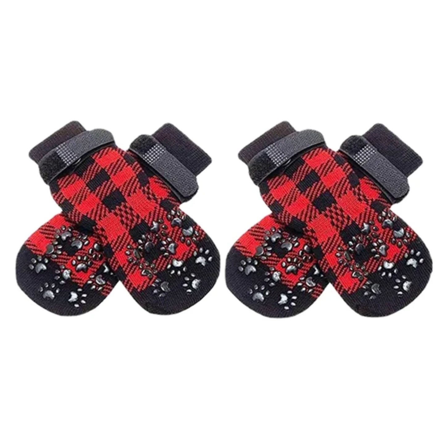 4Pcs Winter Warm Dog Socks Adjustable Anti Slip Skid Pet Shoes Socks Soft Breathable Paw Protector  Small Puppy Dogs