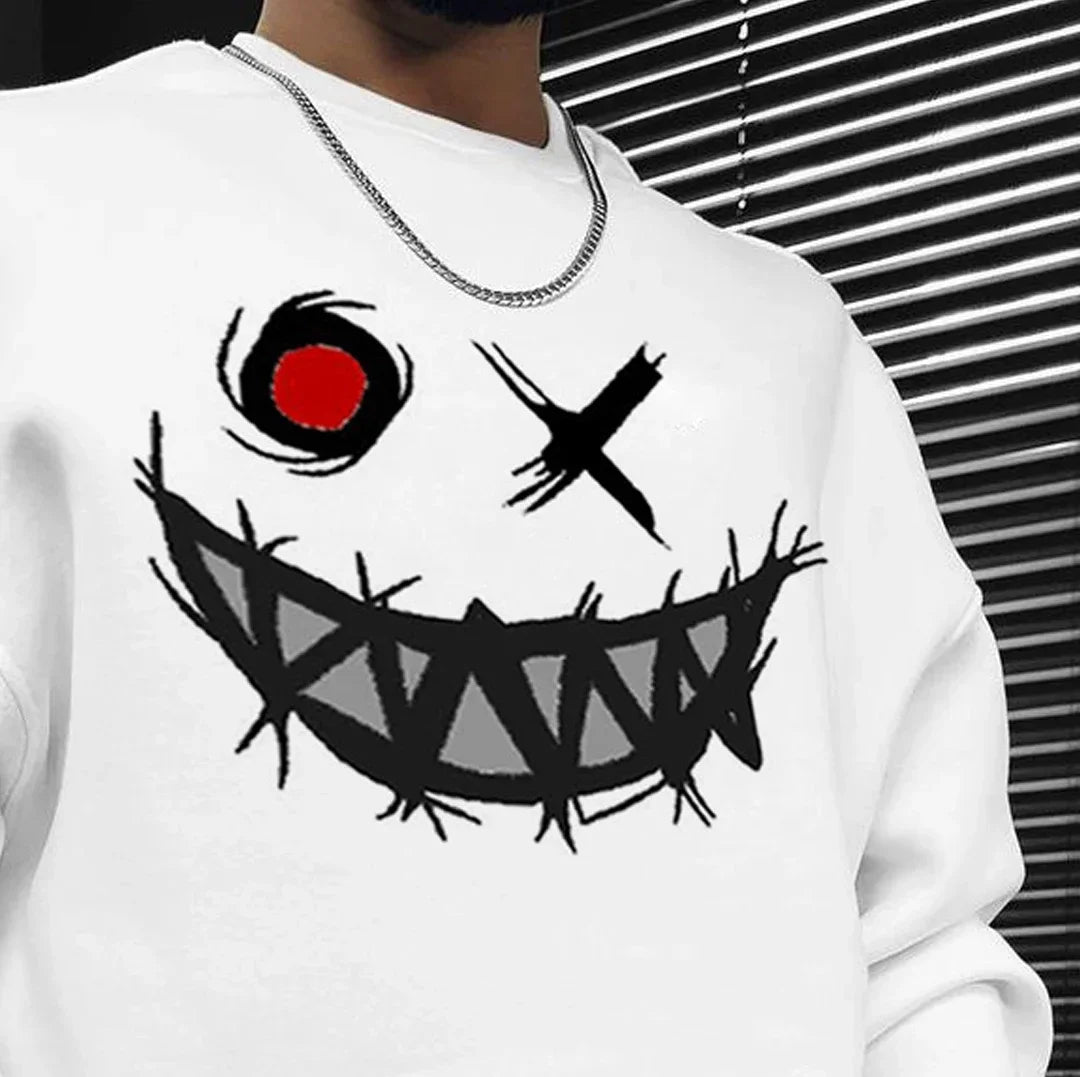 Heavyweight Retro  English Letters  Cotton High Quality Printed Round Neck Sweater