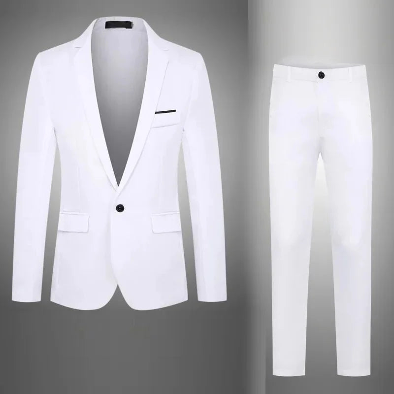 Men's Fashionable Business Casual Suit Slim Fit Western Style Clothes 2-Piece Set Wholesale Cross-Border E-commerce