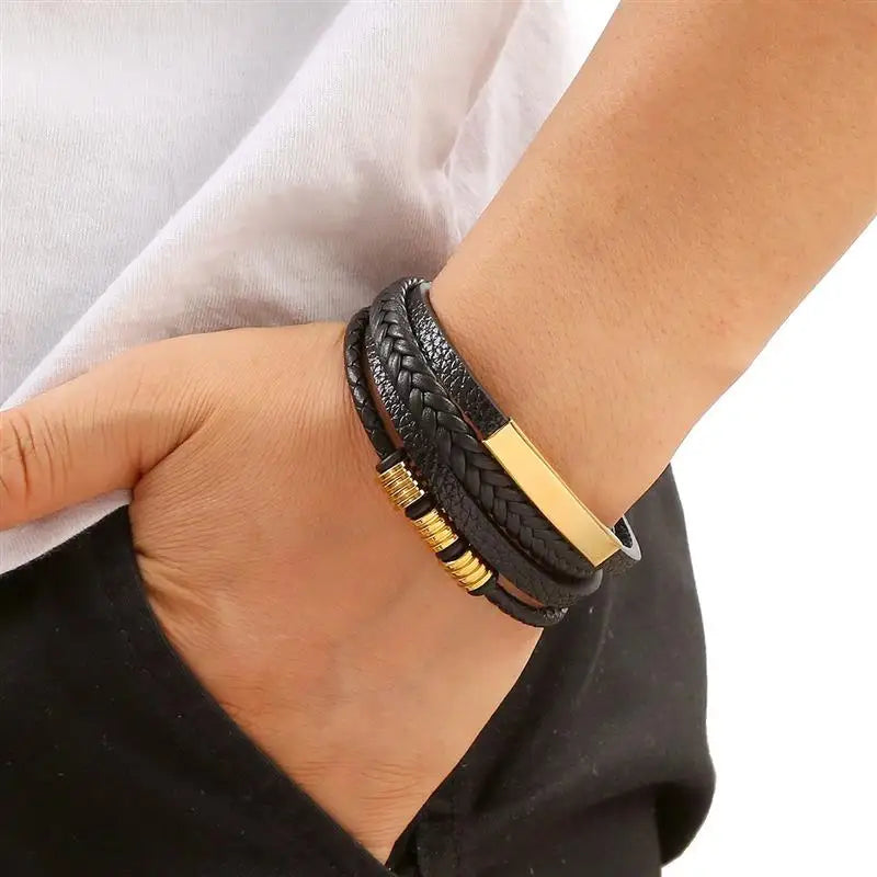 Classic Men's Leather Bracelet  Style Hand-woven Multi-layer Combination Accessory Fashion Man Jewelry