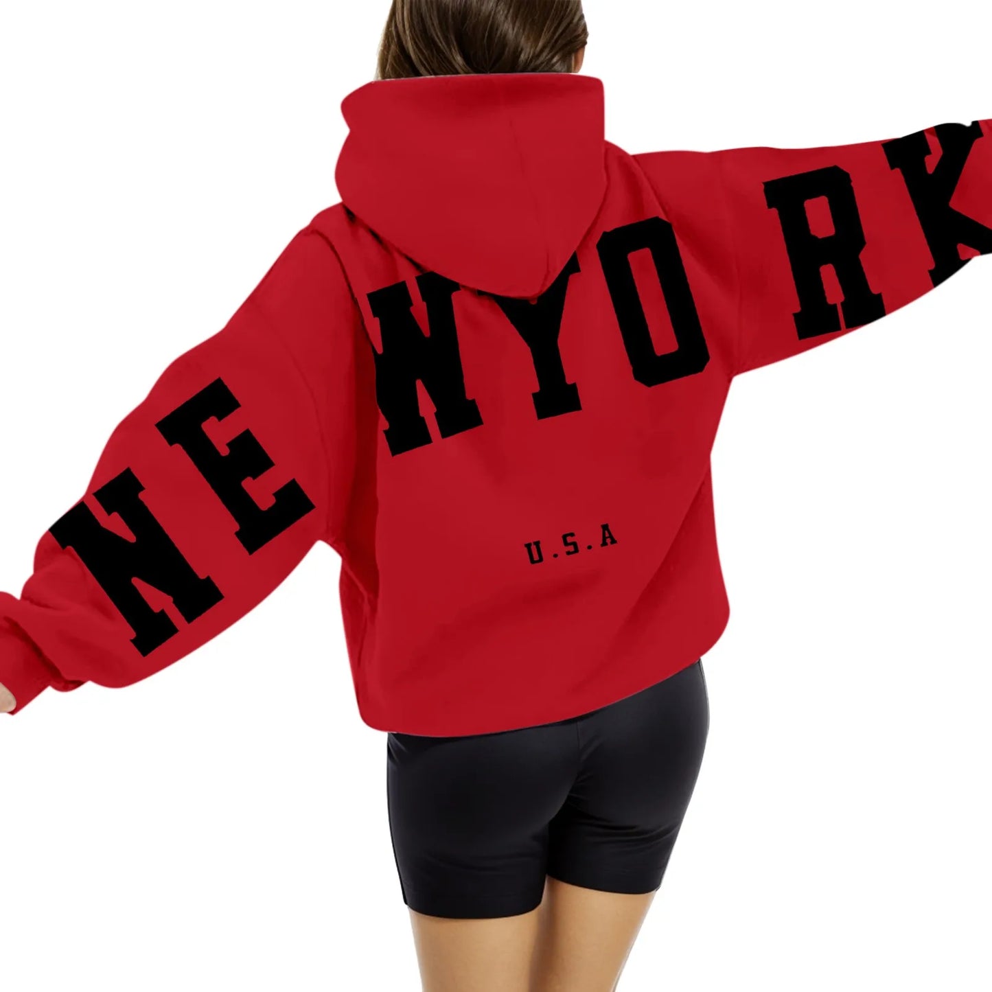High Street Hip Hop Letter Print Women Hoodies Tops Oversize Sport Casual Long Sleeve Pullover Tops Sweatshirts