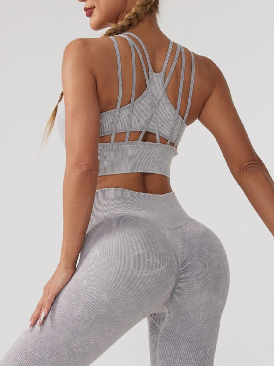 High Impact Racerback Sports Bra Breathable Quick Dry Athletic Yoga Bra
