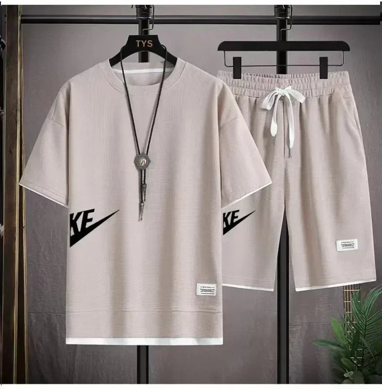 Summer Men's Suit Casual Fashion Sportswear Men's Short-sleeved T-shirt + Sports Shorts Casual Men's Jogging Suit