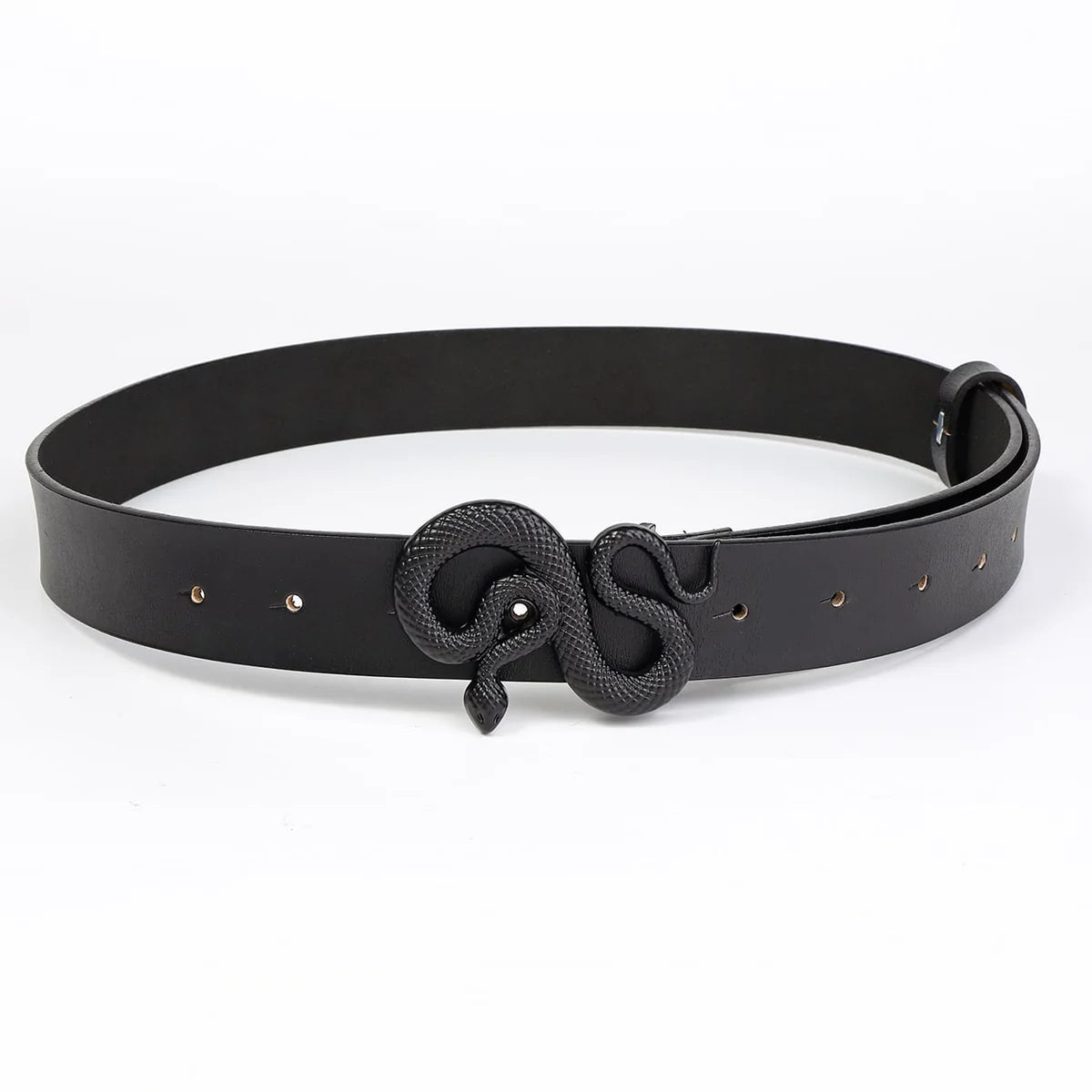Fashion Snake Belt Buckle with PU Leather Belt for Women Dress Designer Western Vintage Style Black Belts