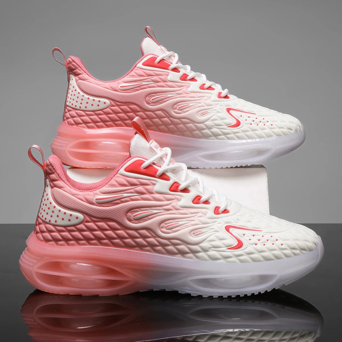 Women's running shoes, lightweight mesh fabric, breathable and comfortable flat soft tennis shoes, air cushioned sports shoes