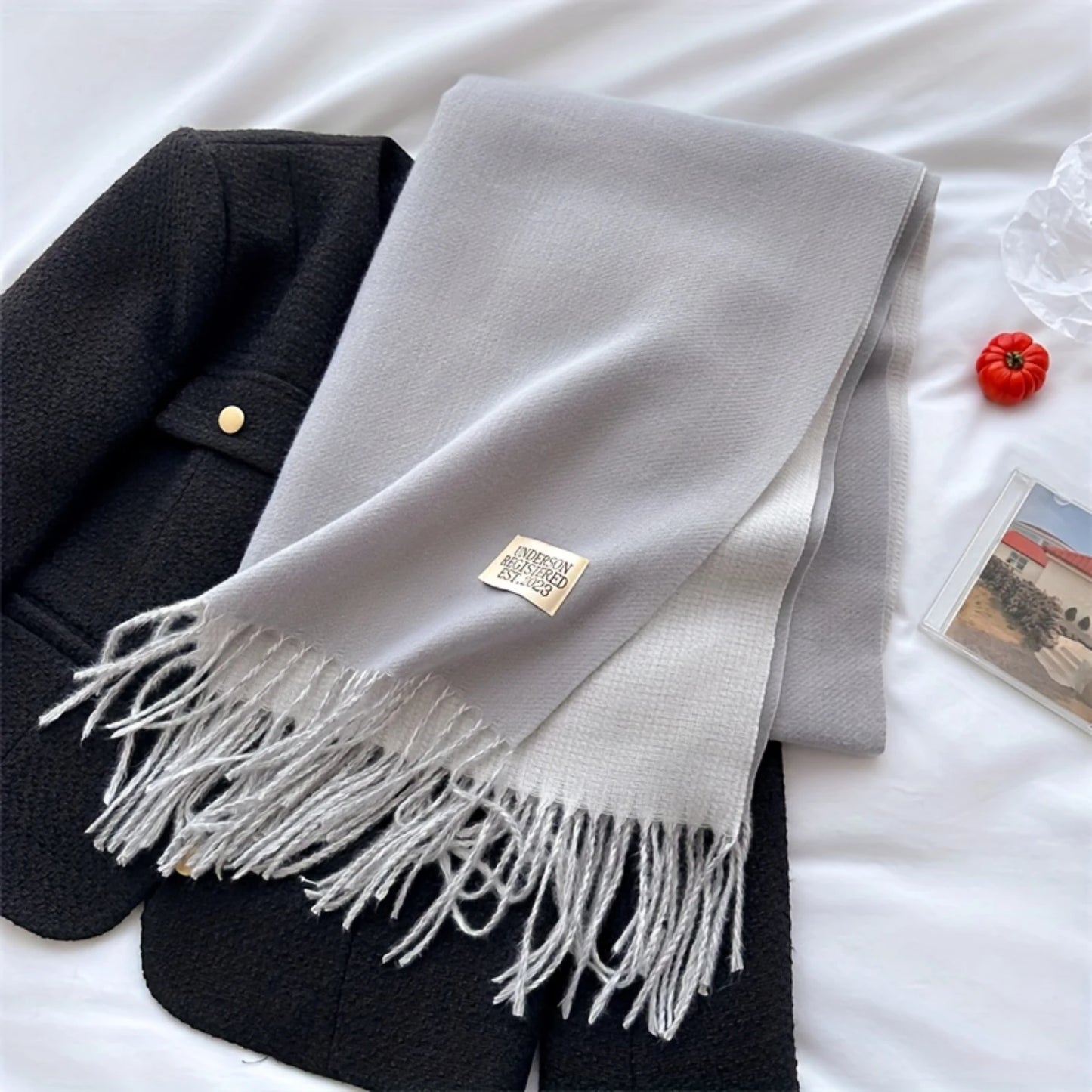 Luxurious Solid Color Tassel Scarf - Soft & Cozy Imitation Cashmere Shawl