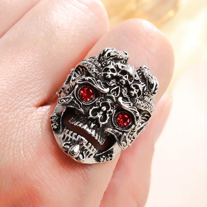 rock gothic jewelry ring male personality domineering men's ring vintage distressed skull trendy ring