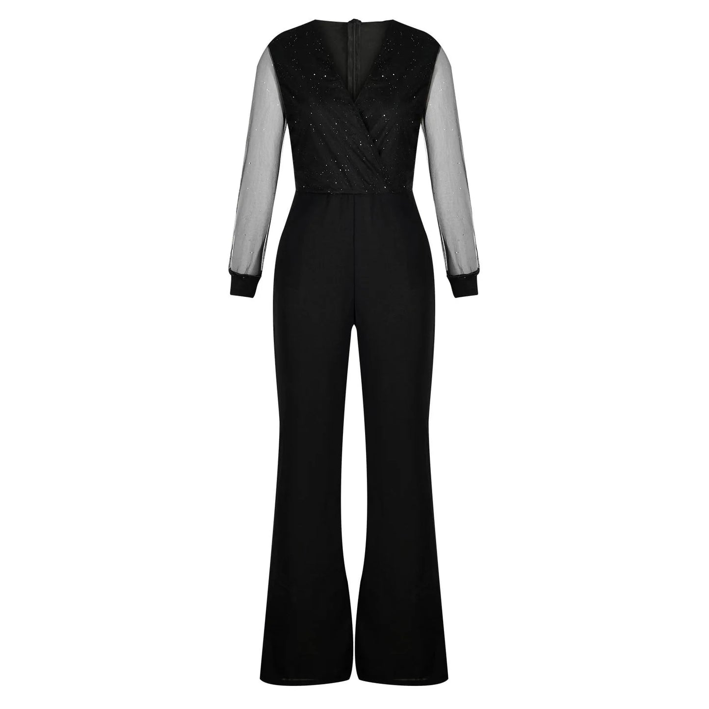 Women's Strapless Jumpsuit Casual Fashion Women's Solid Color Long Sleeved Pants Summer Woman Fluid Pants Chiffon Jumpsuit