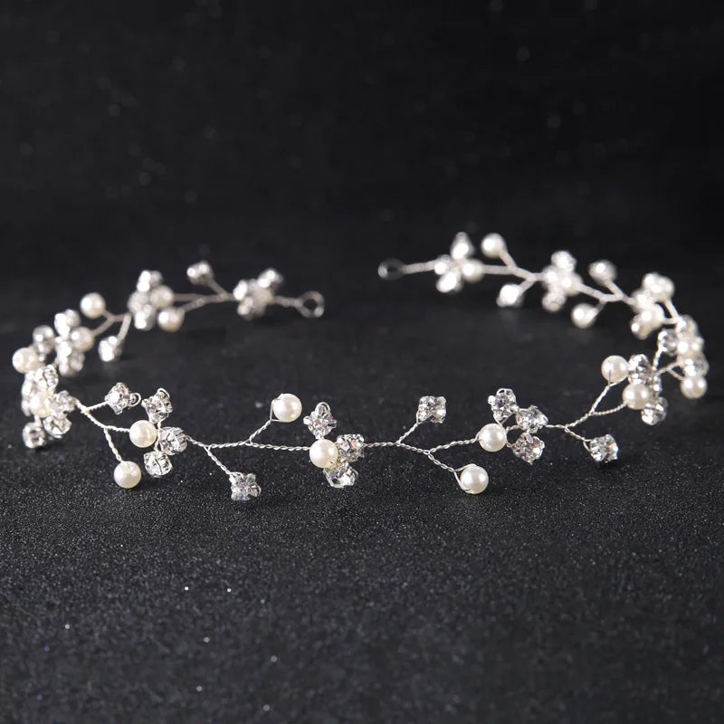 Pearl Headband  Hair Accessories Rhinestone Crystal Wedding Headband For Women Bride Head piece Hair Jewelry