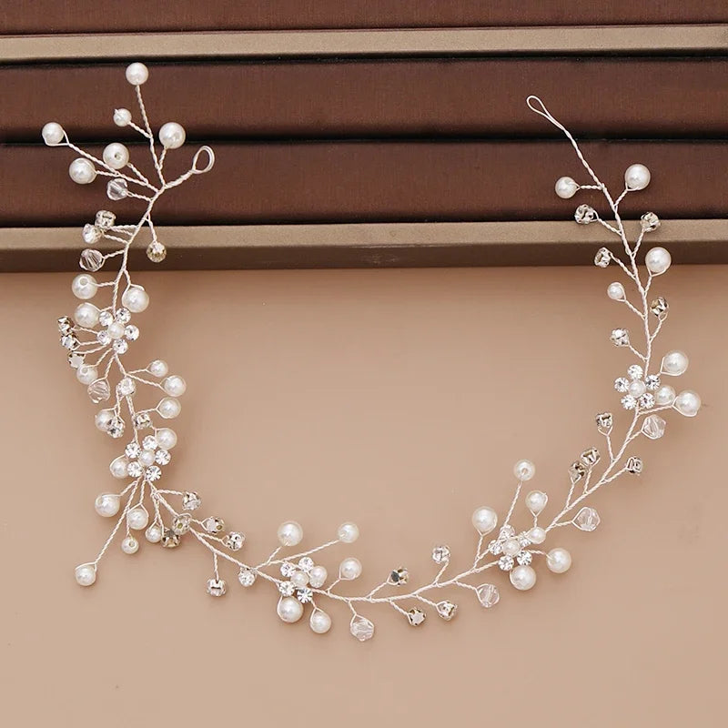 Pearl Headband  Hair Accessories Rhinestone Crystal Wedding Headband For Women Bride Head piece Hair Jewelry
