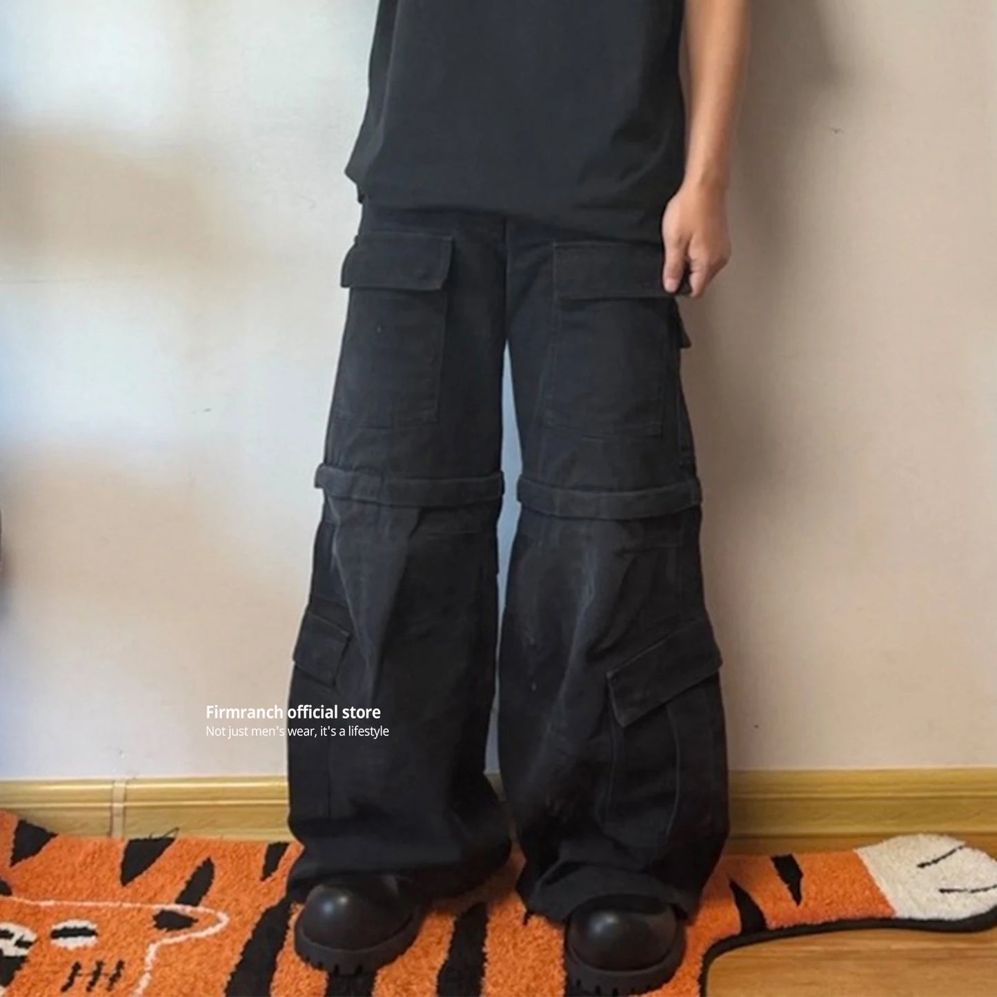 Detachable Cargo Denim Pants For Men Women High Street Flared Jeans Two Ways To Wear Bootcut Trousers