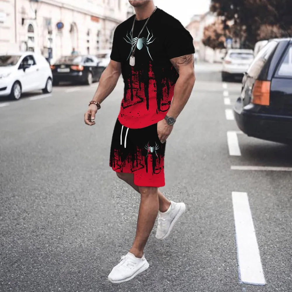 3D Printed Men s Casual Luxury Gradient T-Shirt Shorts Set Tracksuit Male 2 Pieces Fashion Outfit Man Clothing Jogging Suit