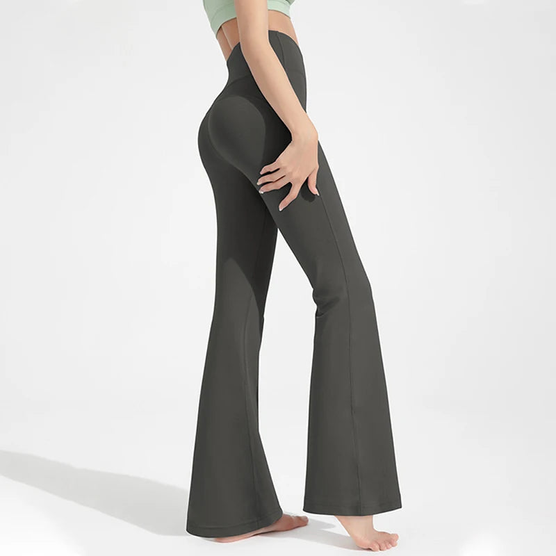 High Waisted Waist Cinching Hip Lifting Fitness Exercise Elastic Bell Bottom Pants Women Casual Outdoor Running Yoga Pants