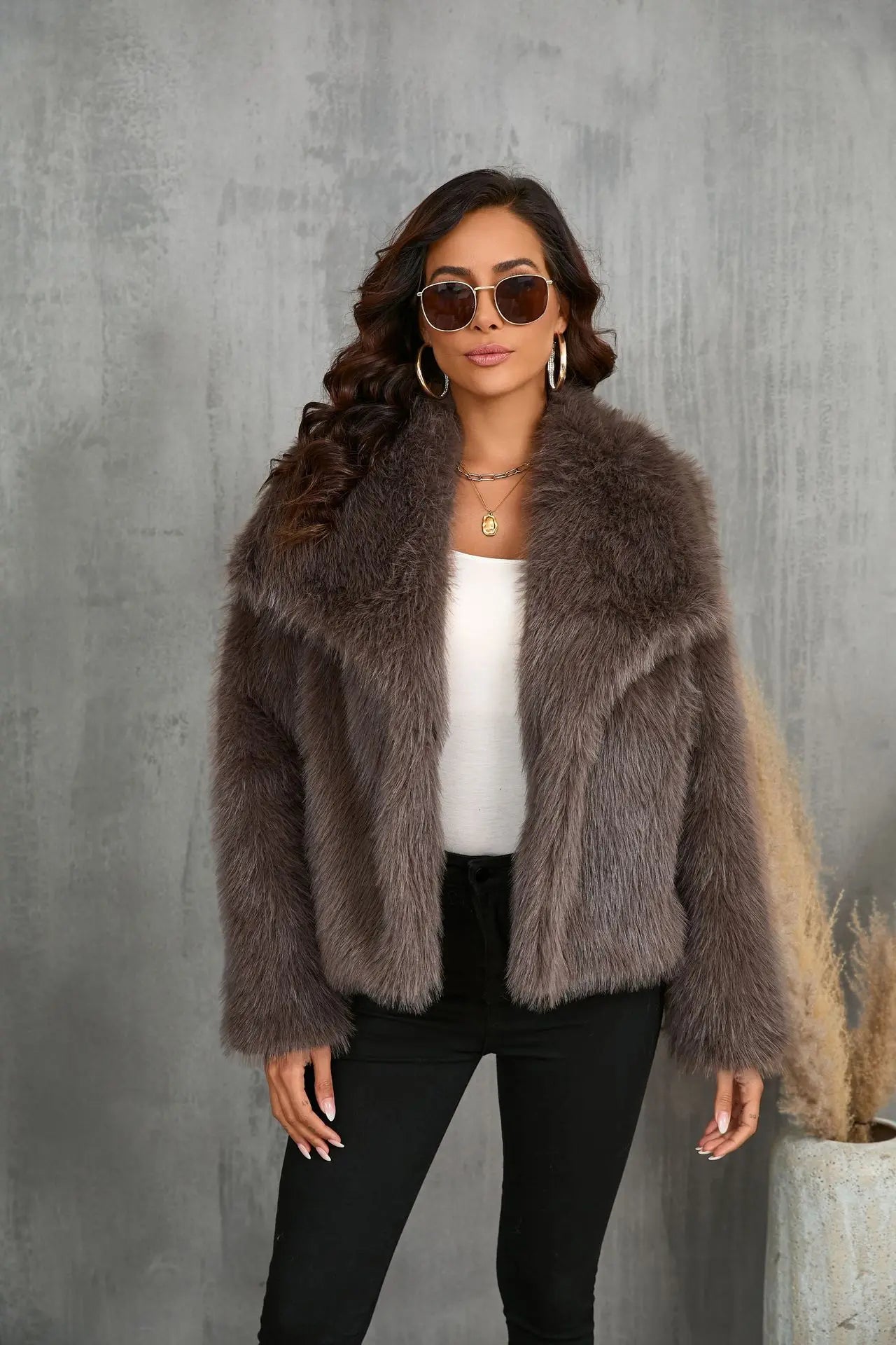 Woven Jacket For Women Loose Stand Collar Long Sleeve Coat