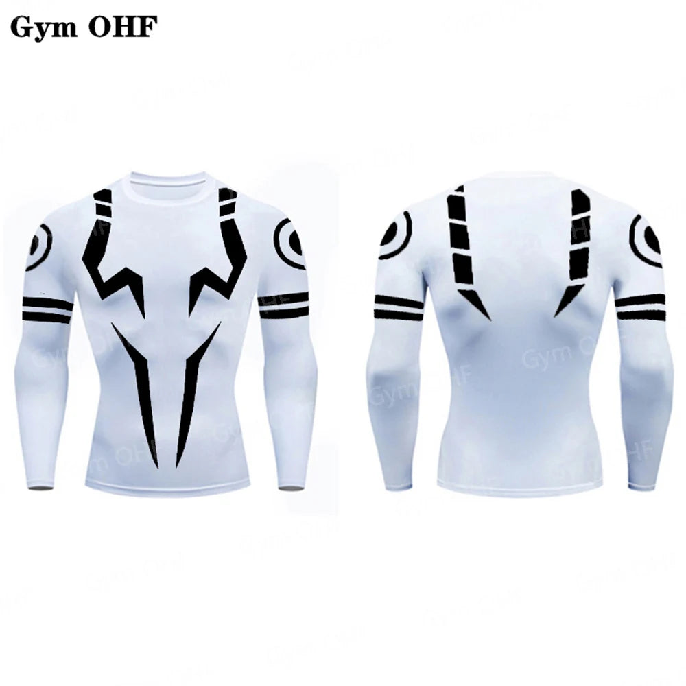 Jujutsu Kaisen Anime Compression T Shirt Suits Men's 2 In 1 Shorts Sport Running Jogging Gym Tracksuit Men Clothing Rashgard MMA