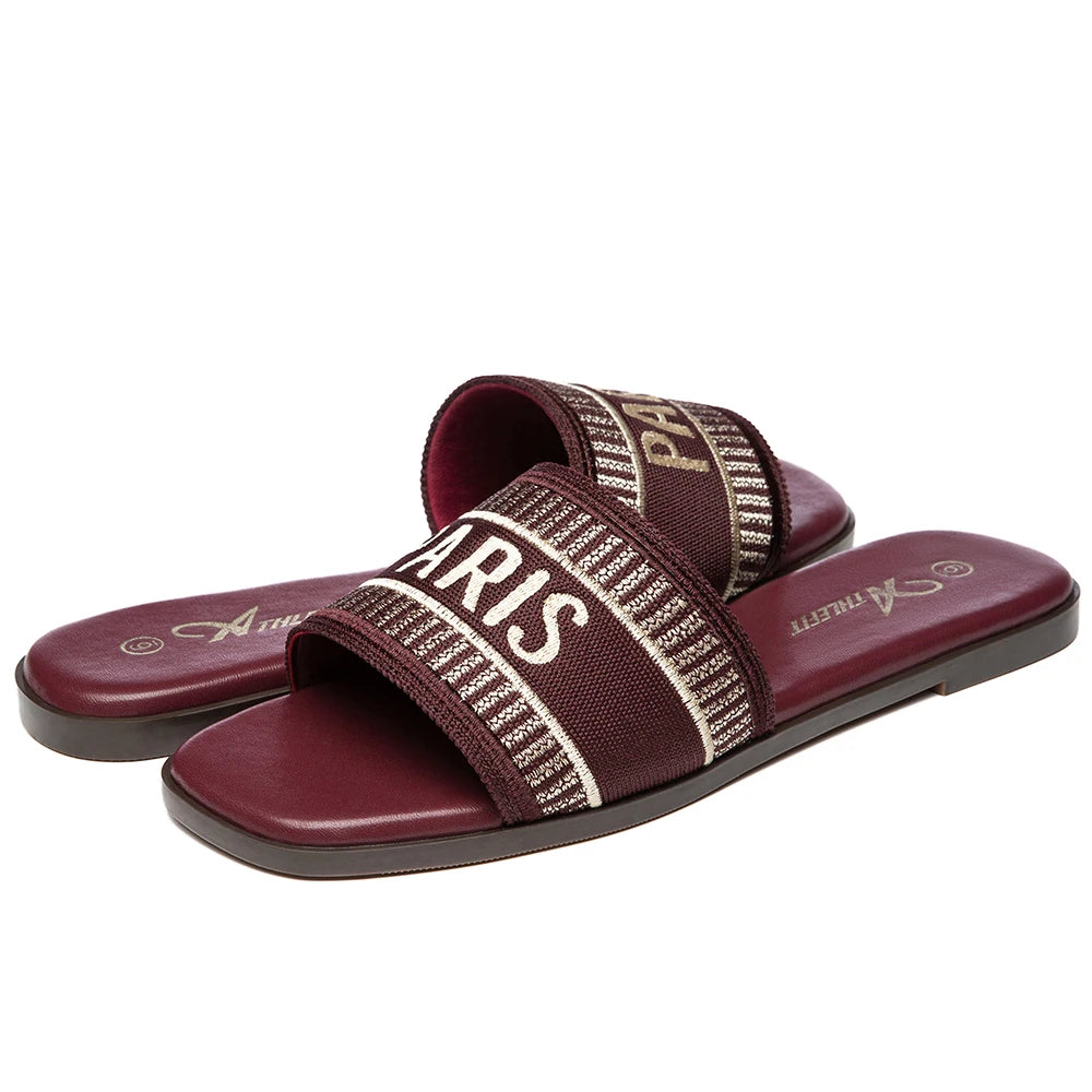 Letter Flat Sandals Casual Comfortable Slip Slide  Vintage Slippers