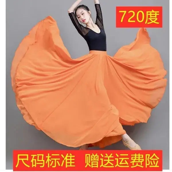 Pleated High Waist Chiffon Long Skirt