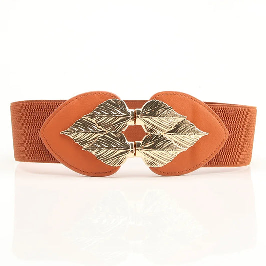 women's elastic waist seal  fashion commuting belt for women leaves peach heart elastic wide waist seal