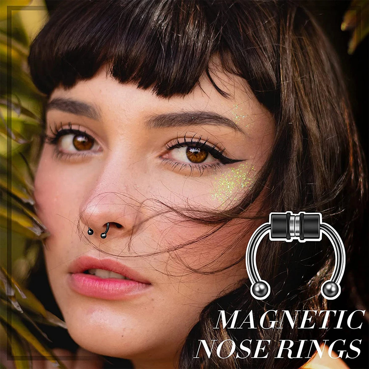 25 Pcs  Septum Nose Rings Hoops Stainless Steel Faux Piercing Jewelry