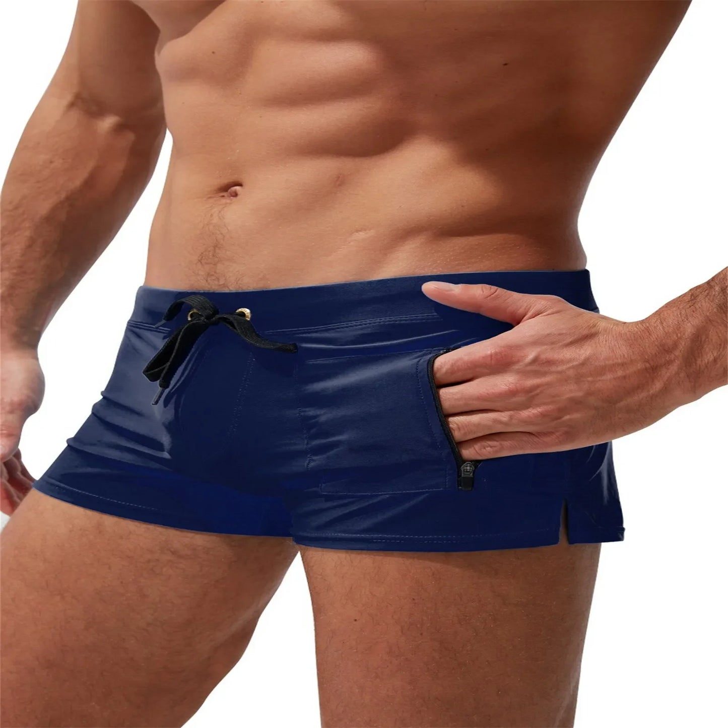 1pc Swim Shorts Men Zipper Pocket Casual Men's Shorts Fast Dry Boardshorts Joggers Men's Trunks Summer Men's, Short