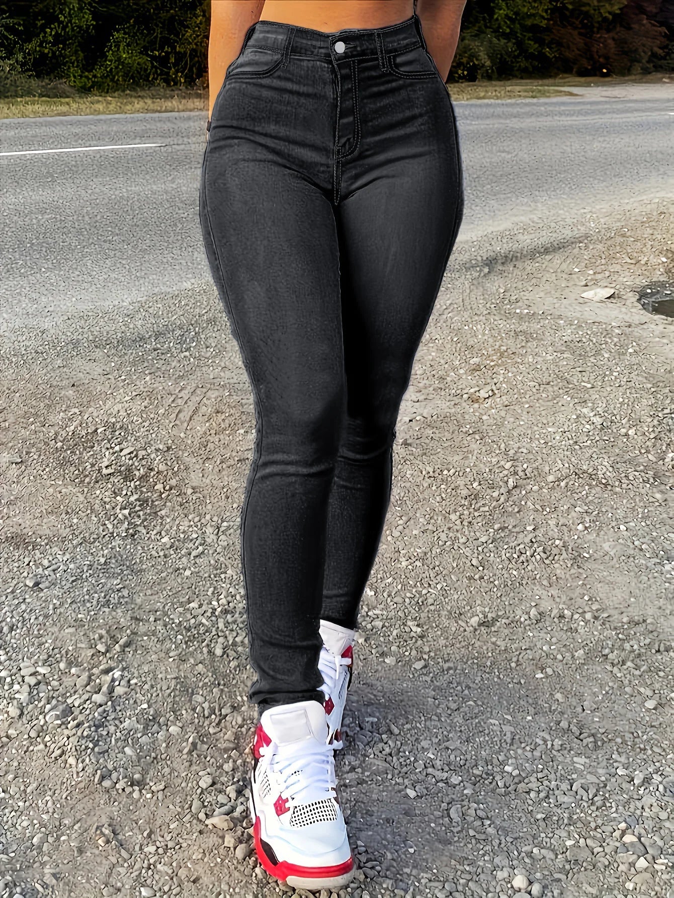 Slim Wash Casual Style Jeans Zipper Button Close Denim Pants