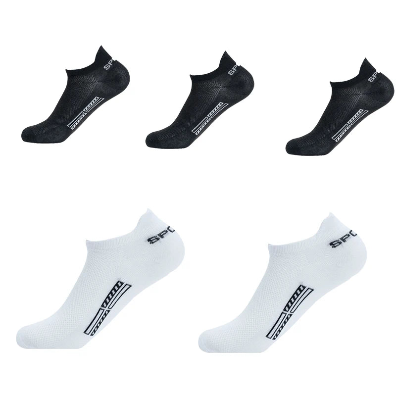 5 Pairs/Lot High Quality Men Ankle Socks Breathable Cotton Sports Mesh Casual Athletic Thin Cut Short Plus Size