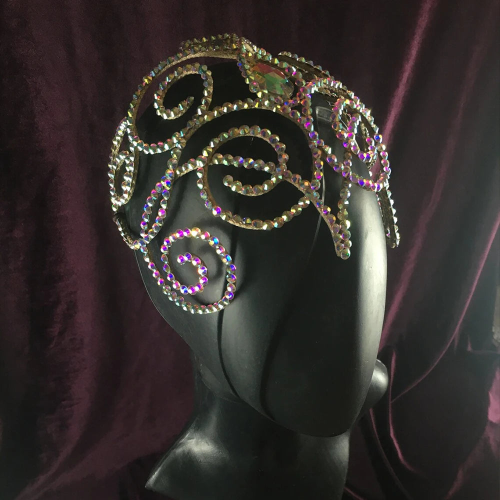 Gorgeous Belly Dance Headpiece  Hair Jewelry Colorful Rhinestone Head Chain