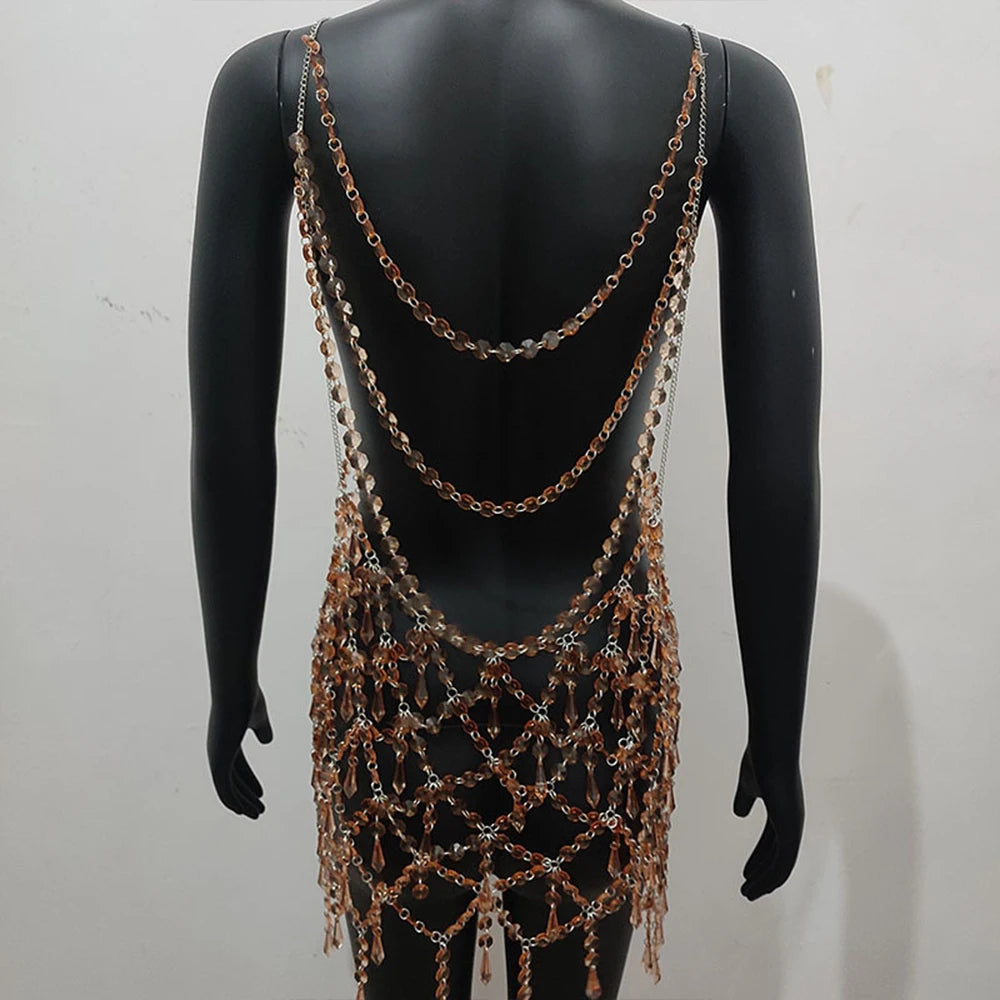 Mesh Dress Lingerie Bodysuit Hip  Jewelry Accessories