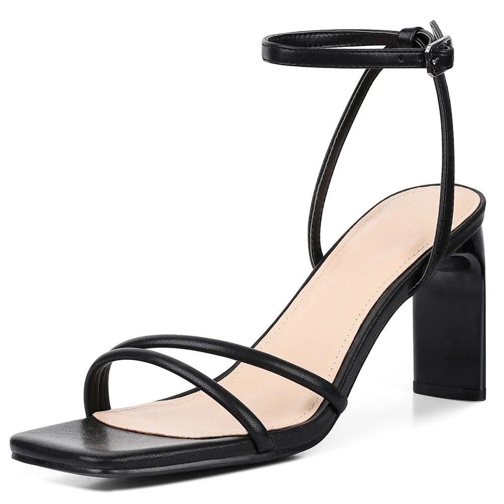 Sexy Square Toe Square Heel Sandals  Ankle-strap