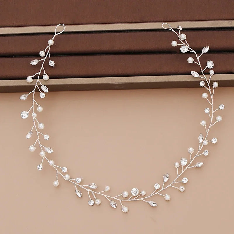 Pearl Headband  Hair Accessories Rhinestone Crystal Wedding Headband For Women Bride Head piece Hair Jewelry