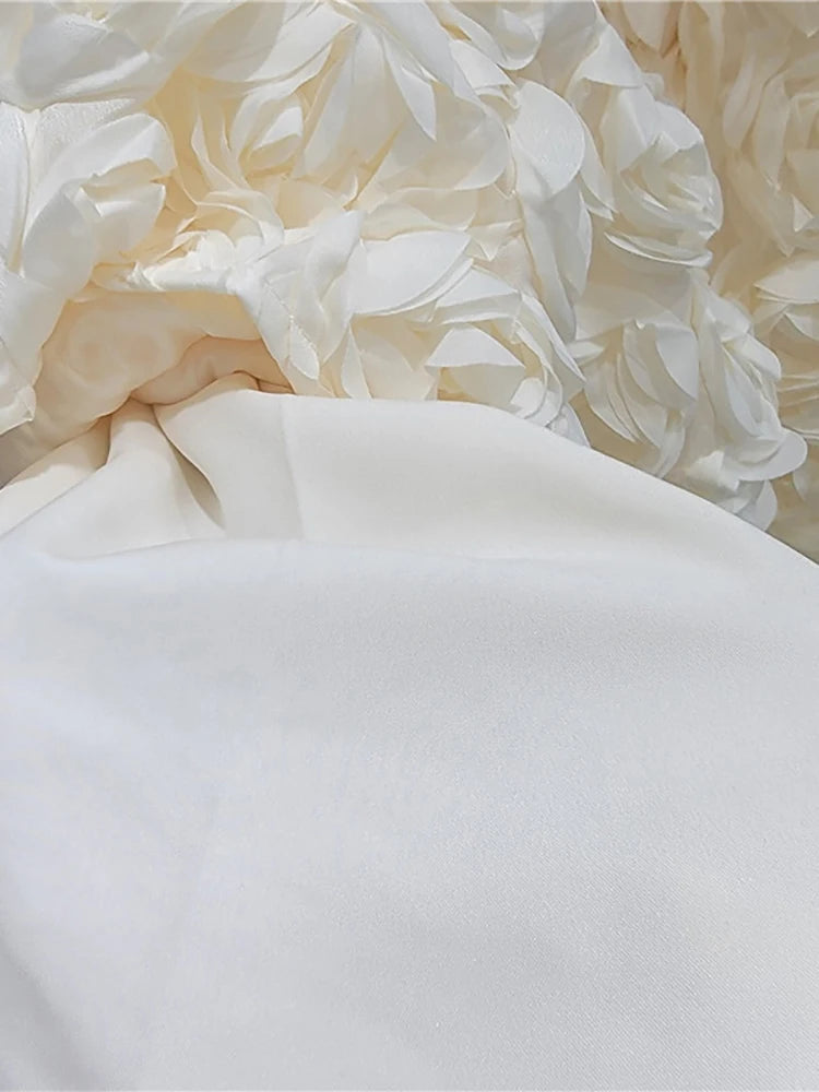 A-line 3d Rose Flowers Design Pleated  Long Skirt