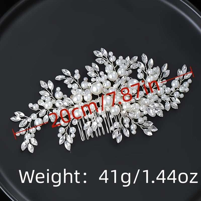 Luxurious Pearl Hair Comb Headband Rhinestone Pearl Hair Accessories For Women Accessories Headpiece