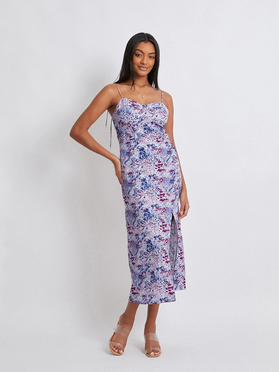 Floral Sleeveless Dress  Spaghetti Strap  Long Dress