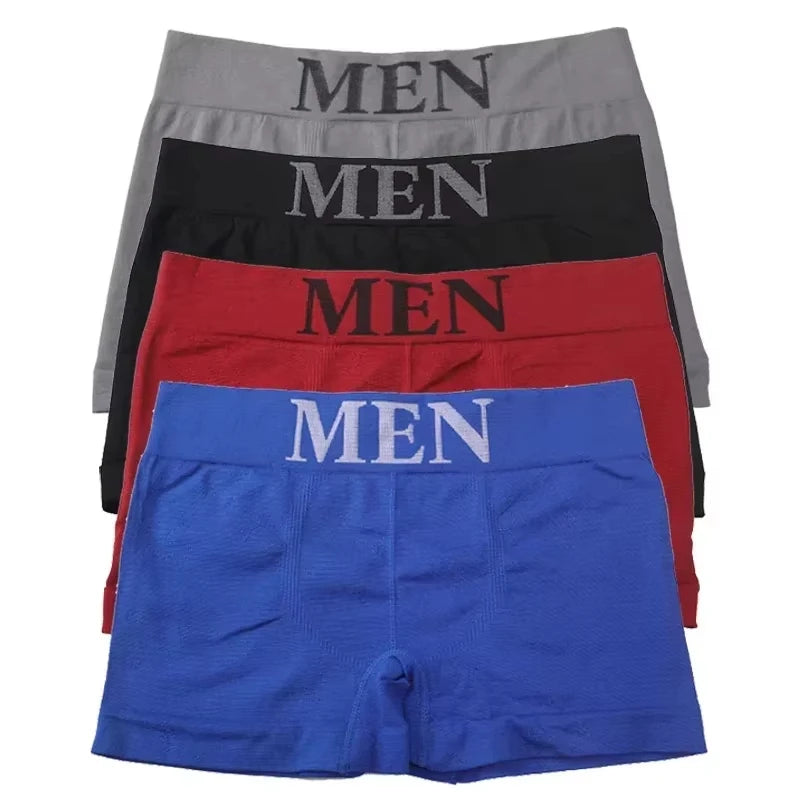 5 Pcs Thin Style Men's High Elastic Plain Color Comfortable Boxer Briefs Panties Breathable