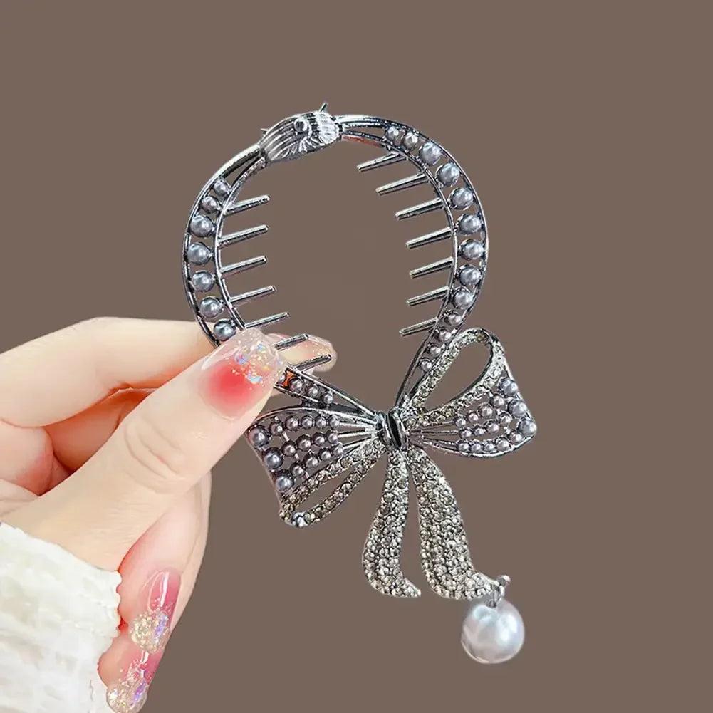 Flower Tassel Hair Clip Women Ladies Butterfly Rhinestone Pearl Metal Hair Claw Round Bun Ponytail Holder Hair Accessories