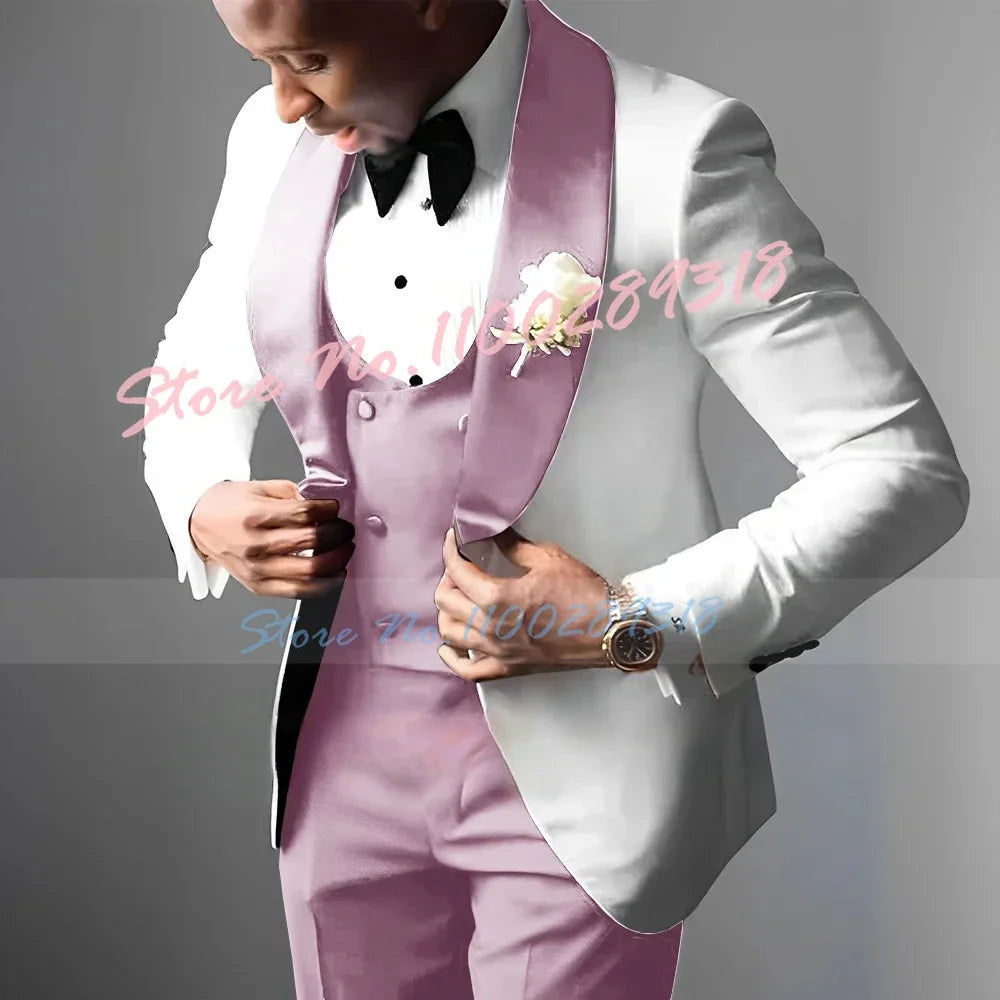 Men's Wedding Tuxedo Elegant Men's Suit Jacket Pants Vest 3-piece Set Wedding Suits for Men
