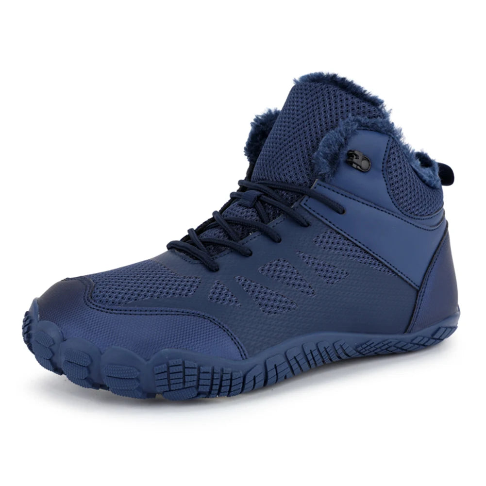 Womens Mens Barefoot Shoes Fur Lined Winter Snow Boots Anti-Slip Walking Shoes Outdoor Booties