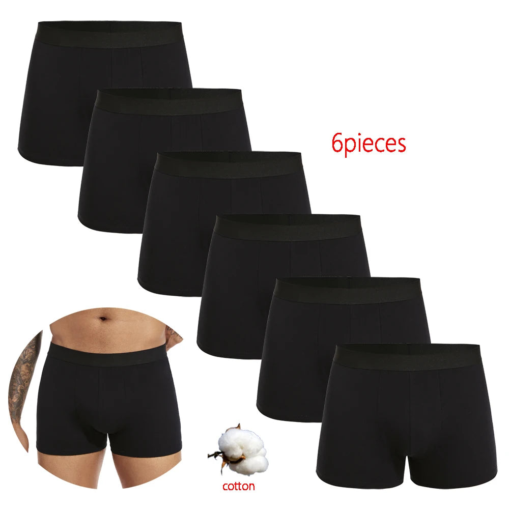 6pcs pack Black Boxer Shorts Men Underwear Soft Breathable Male Underpants for Men Homme Boxershorts