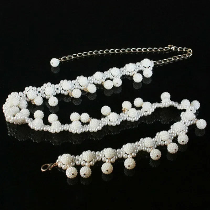 Woven Pearl Waist Chain Beads Belt