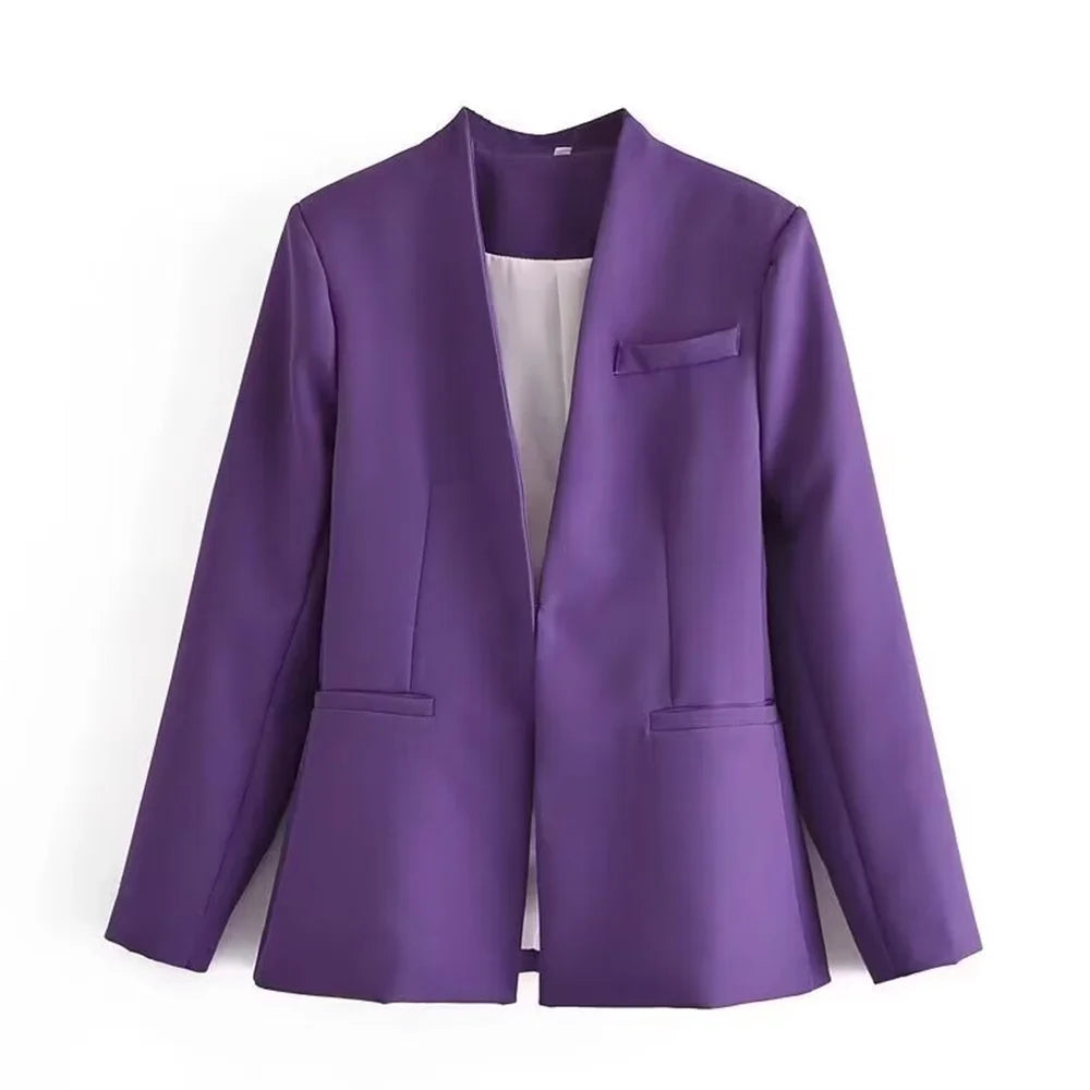 Casual Women's Wear Simple Fashion Solid Color Suit Top Straight Pants Set Two Piece Set Blazer Pants