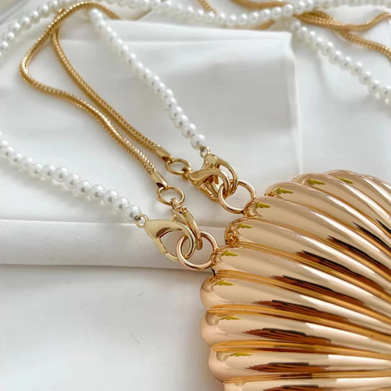 Summer Lipstick Bags for Women Fashion Pearl Mini Purse Crossbody Bag High Quality Gold Shell Bag Designer Shoulder Bag