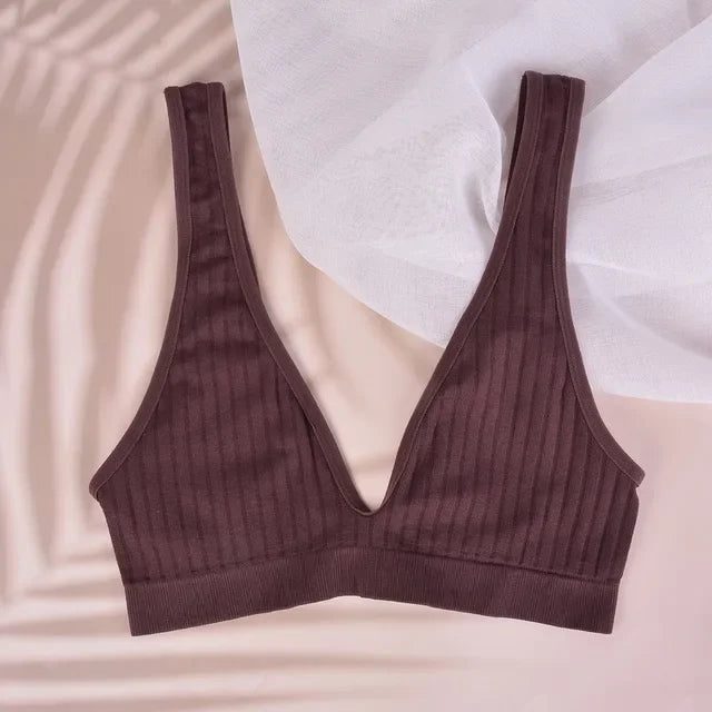 Deep V neck Bra  Seamless Bras Wire Free Unlined Low Back