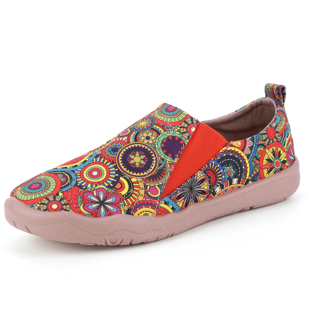 Art Painted Loafers Canvas Walking Shoes Anti Slip Slip On Flats Breathable Lightweight Walking Loafers