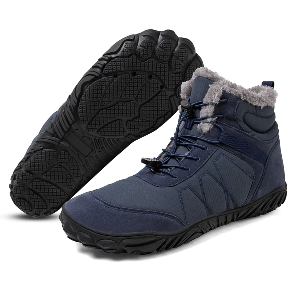 Winter Snow Boots Barefoot Hiking Shoes Waterproof High-Top Booties Anti Slip Minimalist Five Finger Boots for Hiking Climbing