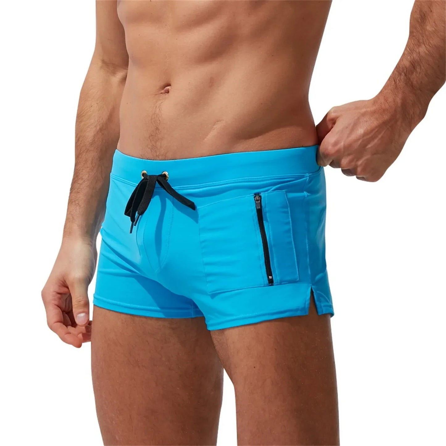1pc Swim Shorts Men Zipper Pocket Casual Men's Shorts Fast Dry Boardshorts Joggers Men's Trunks Summer Men's, Short