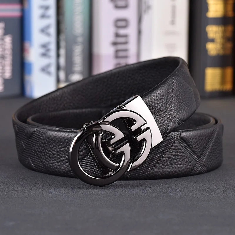Designer fashion automatic buckle jeans high-quality material belt