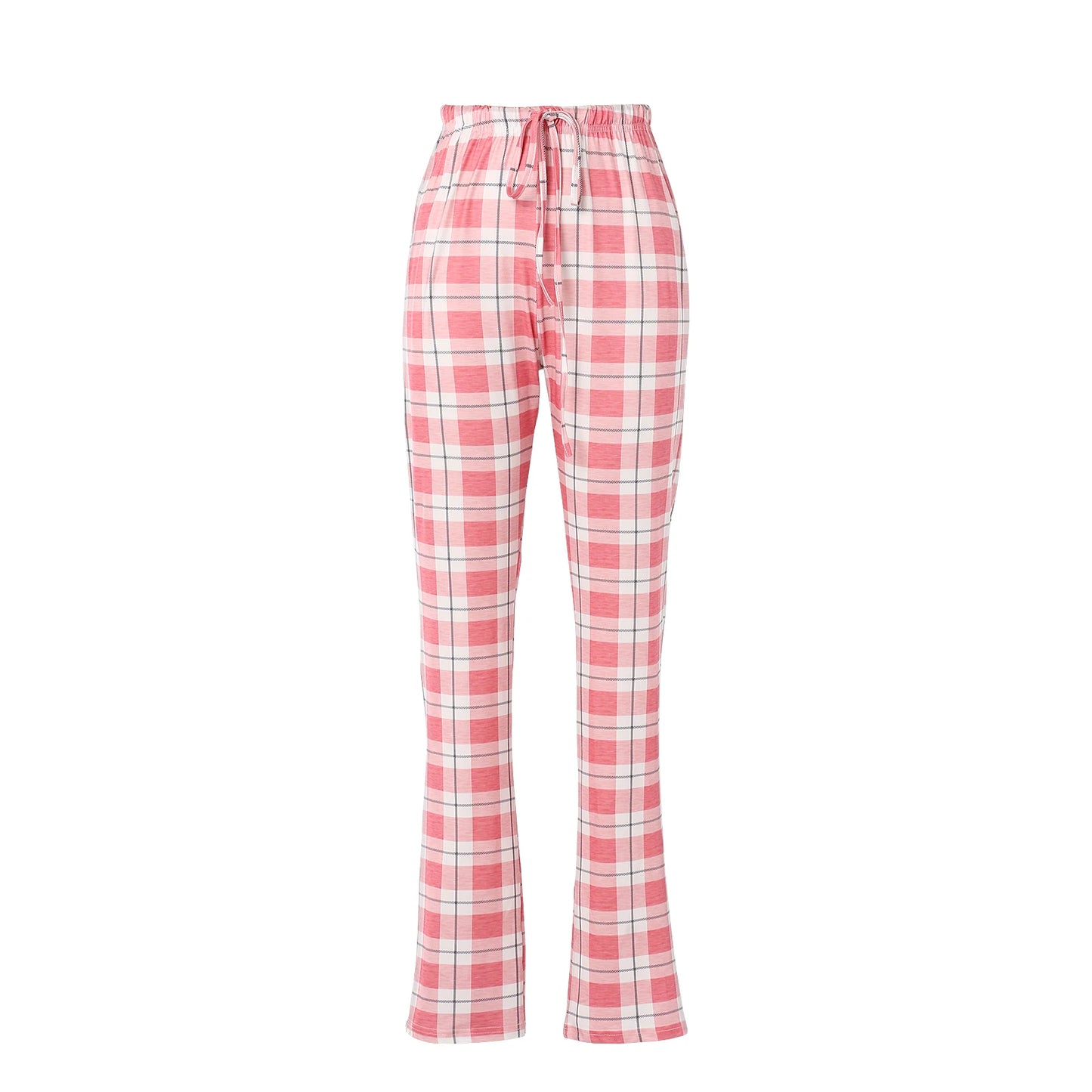 Women s Stylish High Waisted Joggers with Drawstring Waist Checkered Pattern Loose Fit Athletic Sweatpants for Yoga and Running