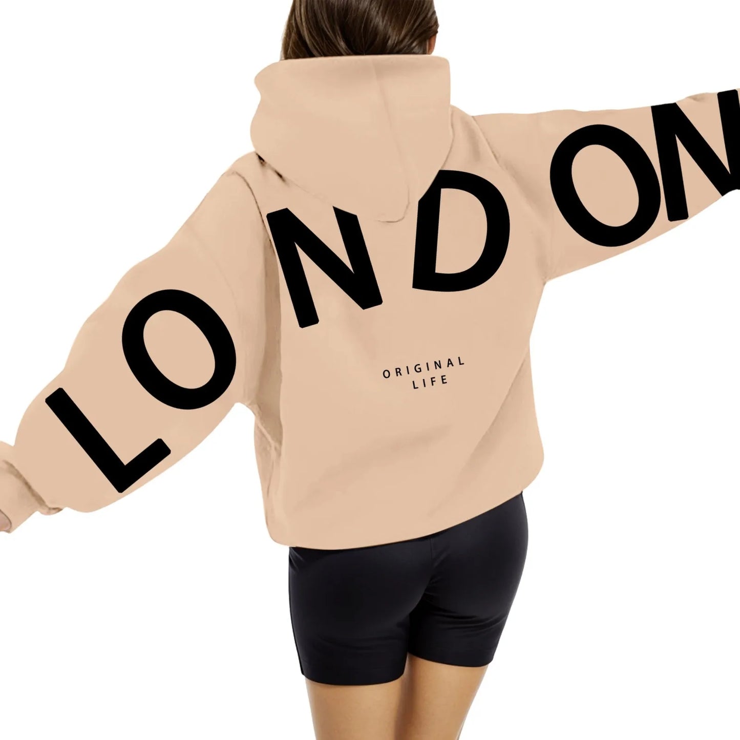 High Street Hip Hop Letter Print Women Hoodies Tops Oversize Sport Casual Long Sleeve Pullover Tops Sweatshirts